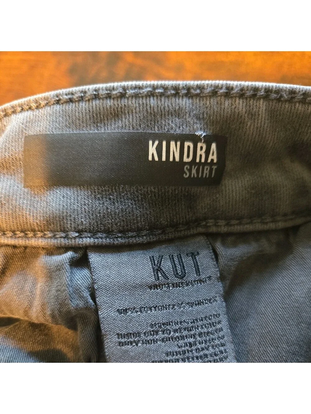 Kut from the kloth Sz 4 Long Maxi Skirt Gray Denim Kindra Boho Split Leg Womens